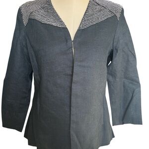 Chico's Linen Black Blazer with Chainlink